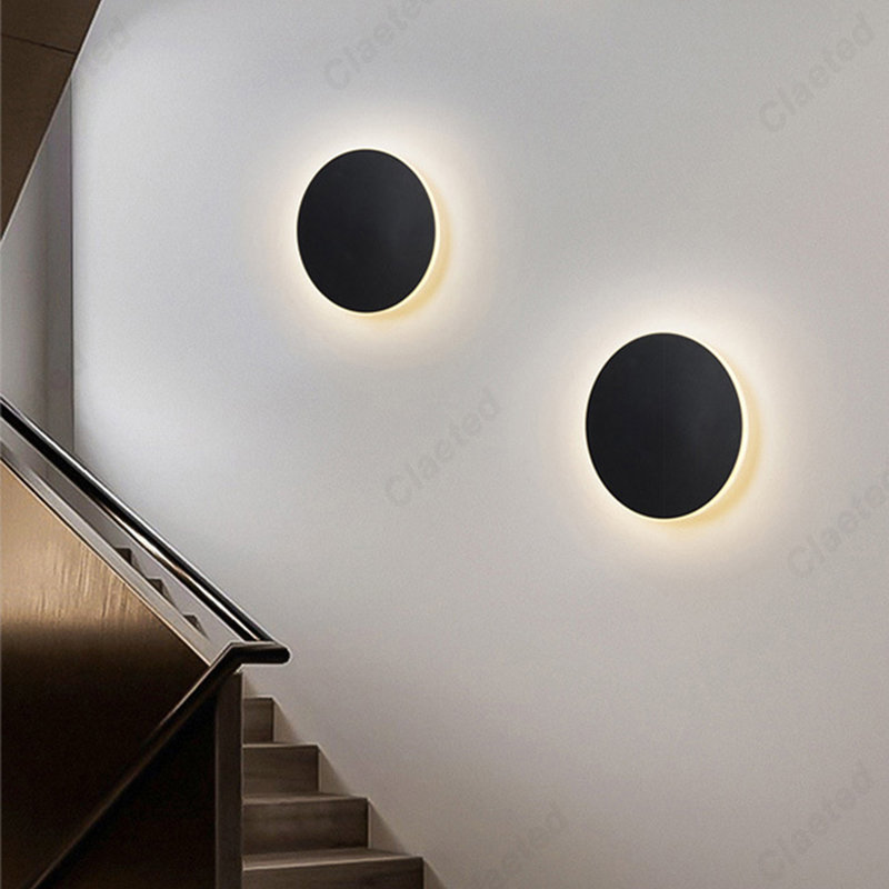 Solar Wall Sconce - โคมไฟ LED ติดผนังรูปสุริยุปราคาทรงกลม20ซม., โคมไฟในบ้านติดผนังทางเดินข้างเตียงติดผนังด้านหลังบันได