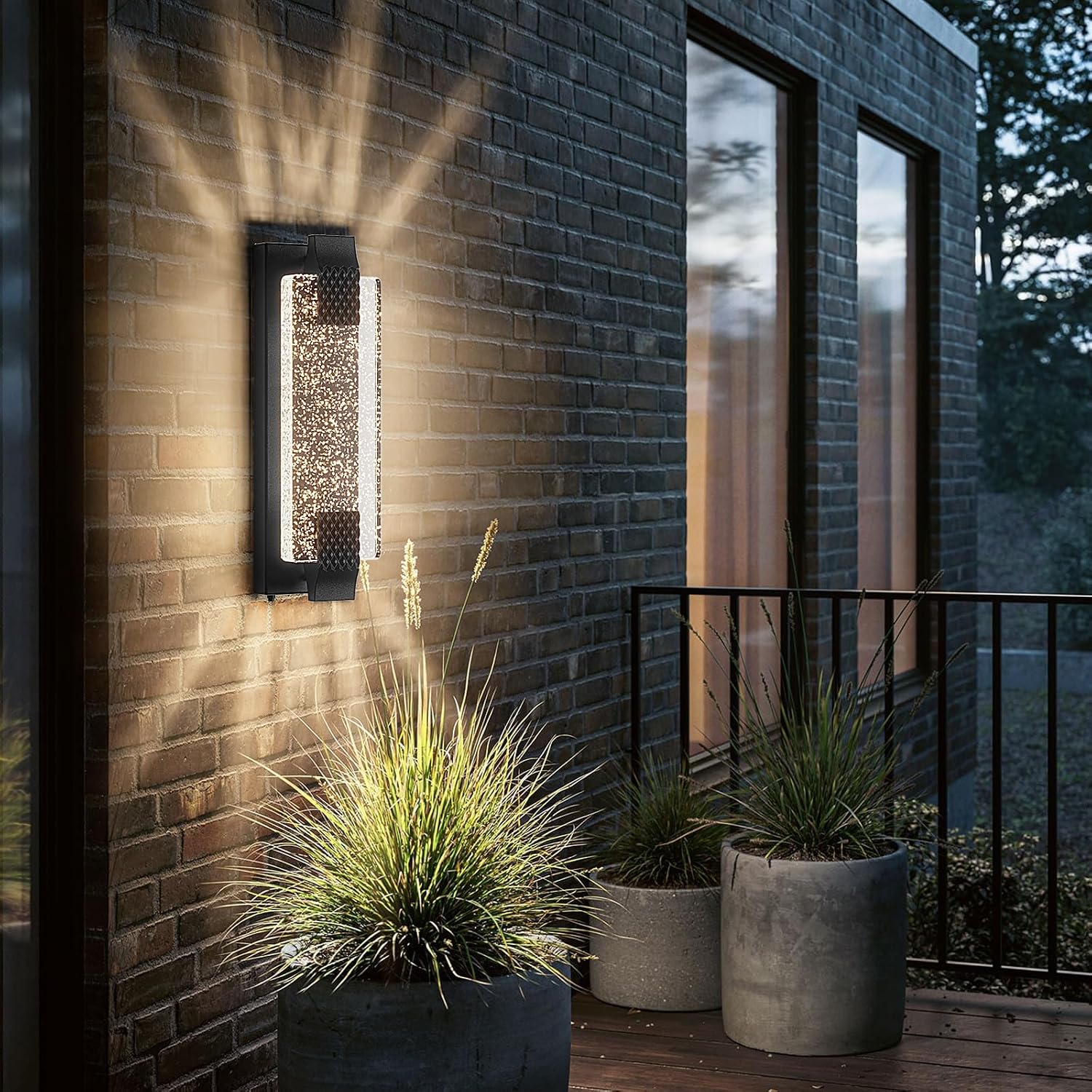 Outdoor Lighting With Sensor - ไฟ LED สำหรับระเบียงกลางแจ้งขนาด 15.7 นิ้ว, พร้อมเซ็นเซอร์ตรวจจับแสงตั้งแต่พลบค่ำถึงรุ่งเช้า,