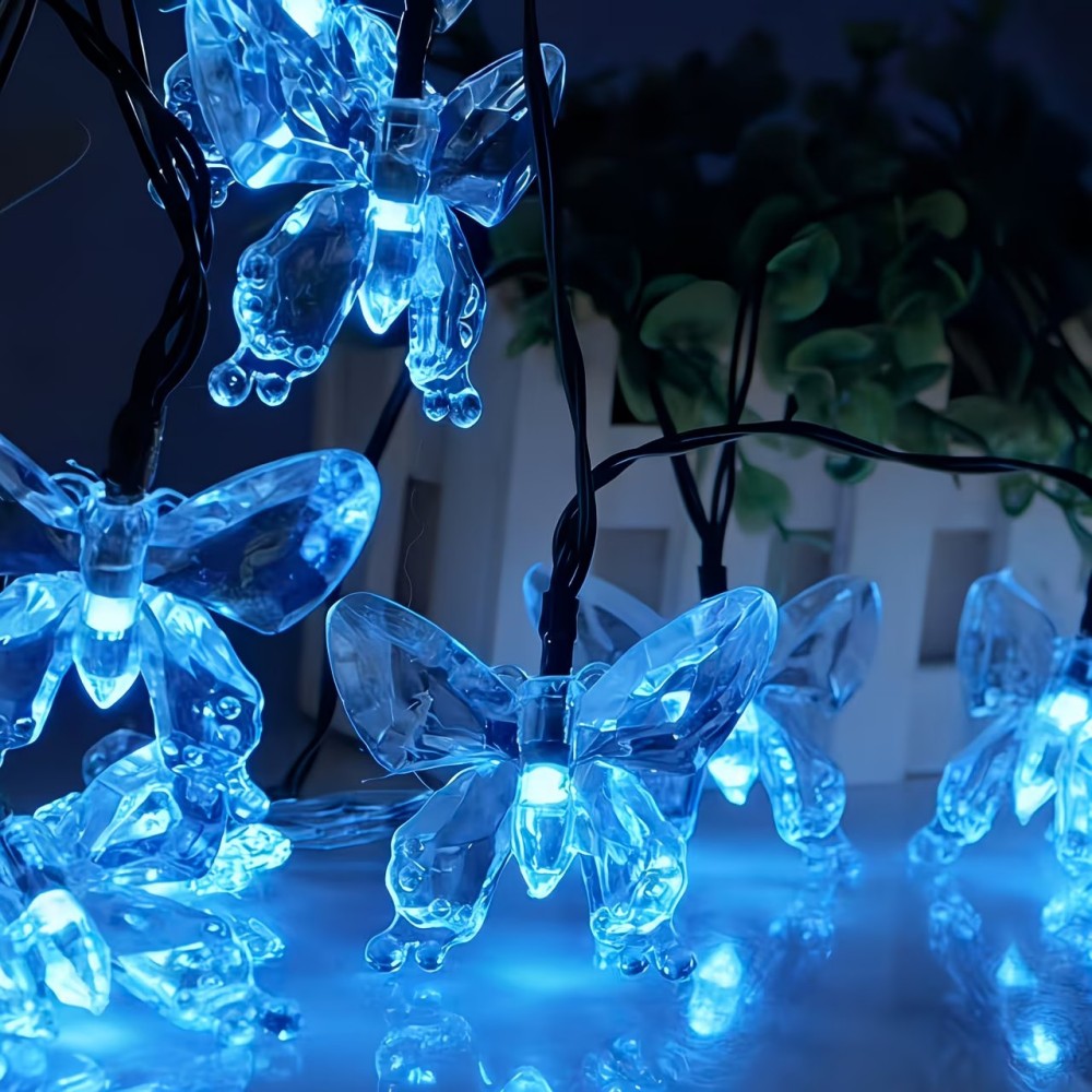 Outdoor Lighting Traditional - ไฟประดับคริสตัลรูปผีเสื้อสำหรับตกแต่งกลางแจ้ง ใช้พลังงานแสงอาทิตย์ สร้างบรรยากาศโรแมนติก เหมาะสำหรับสวน วันวาเลนไทน์ งานแต่งงาน