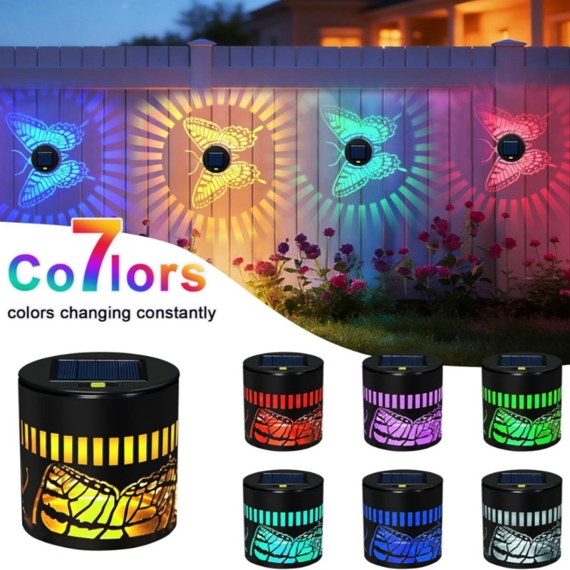 Solar Wall Sconce - ไฟตกแต่งรูปผีเสื้อพลังงานแสงอาทิตย์ สำหรับสวน ผนัง บันได ระเบียง ตกแต่งภายนอก