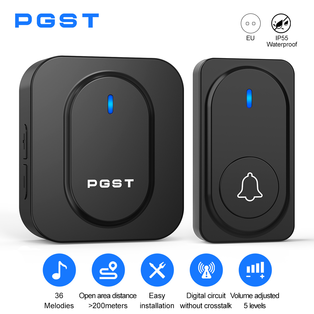 Outdoor Lighting Install - PGST กริ่งประตูไร้สาย 36 เสียงเรียกเข้า ไฟ LED