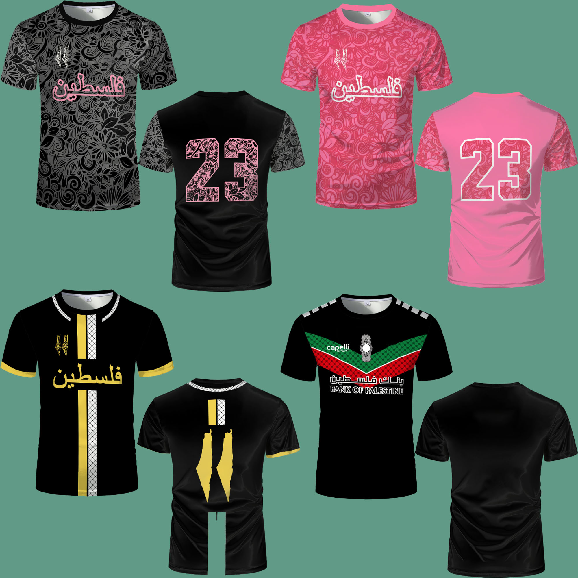 Outdoor Lighting Jersey - เสื้อฟุตบอลปาเลสไตน์ พิมพ์ลายดิจิตอล 3 มิติ ระบายอากาศ แห้งเร็ว