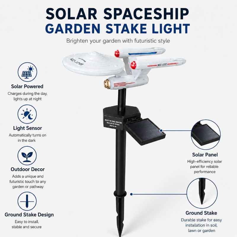 Outdoor Lighting Traditional - ไฟประดับสวนรูปยานอวกาศ Star Trek USS Enterprise แบบเสียบลงดิน