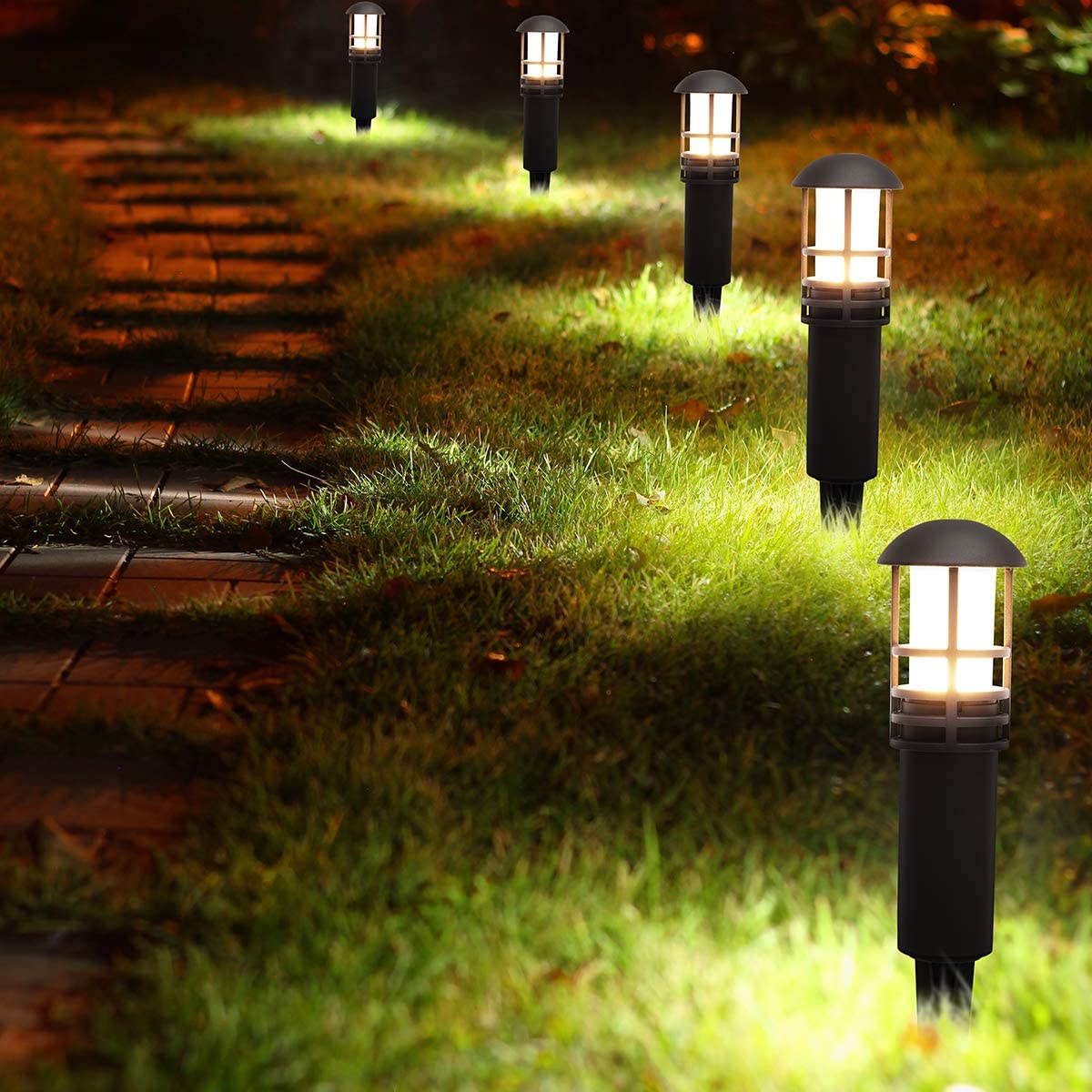 Outdoor Lighting Install - 8Pcs LED กลางแจ้งสวนไฟสนามหญ้า Pathway Yard โคมไฟภูมิทัศน์เห็ด