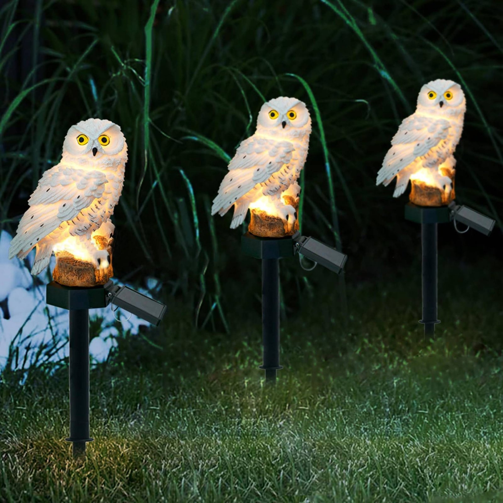 Outdoor Lighting Install - ไฟรูปนกฮูกพลังงานแสงอาทิตย์ ไฟสวนรูปนกฮูกกันน้ำ ไฟกลางแจ้ง ติดตั้งง่าย วัสดุเรซิน สำหรับทางเดิน