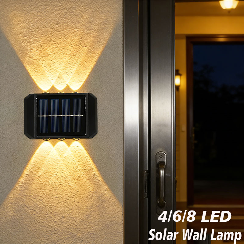 Outdoor Lighting Amazon - 4/6/8 LED ไฟพลังงานแสงอาทิตย์กลางแจ้ง โคมไฟพลังงานแสงอาทิตย์ โคมไฟกันน้ำ ไฟถนน