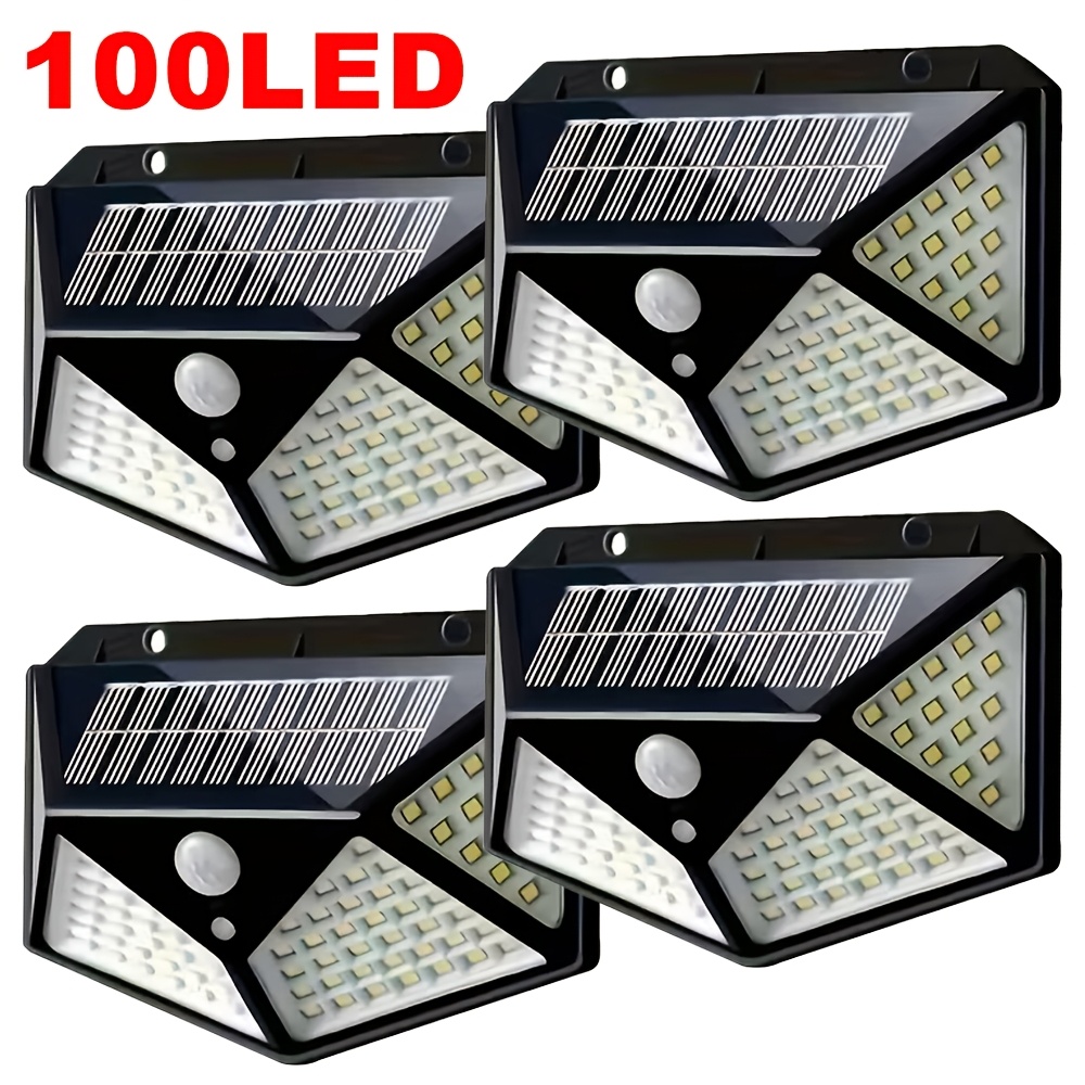 Outdoor Lighting With Sensor - ไฟสวนโซลาร์เซลล์ 100LED สำหรับภายนอกอาคาร พร้อมเซ็นเซอร์ตรวจจับความเคลื่อนไหว กันน้ำ ใช้ติดผนัง