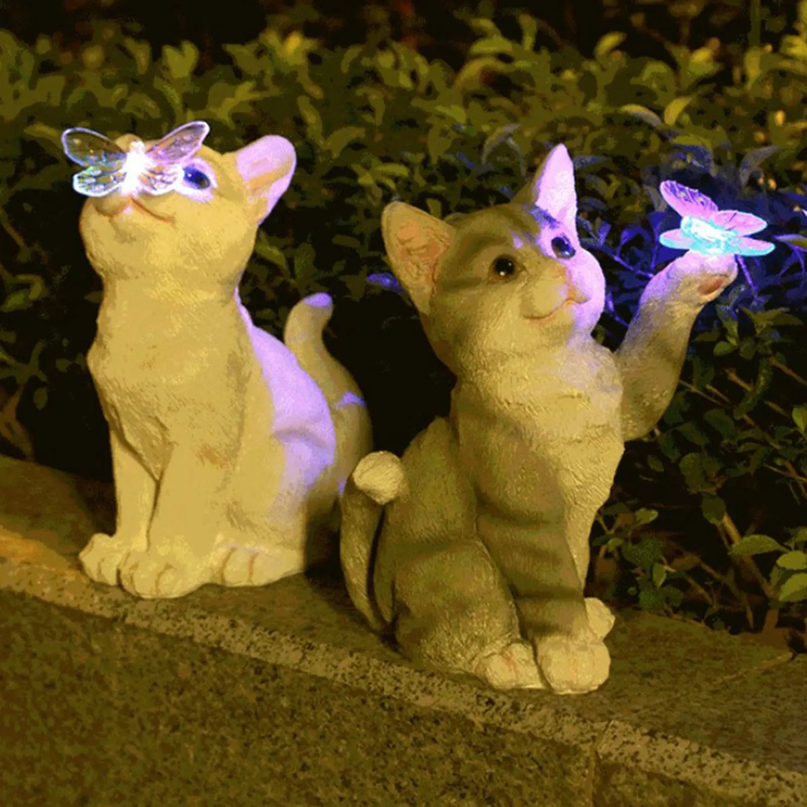 Outdoor Lighting Traditional - กลางแจ้งแมวประติมากรรมFigurineจี้สวนไฟLEDพลังงานแสงอาทิตย์น่ารักแมวสัตว์รูปปั้นประติมากรรมสําหรับภูมิทัศน์Yard