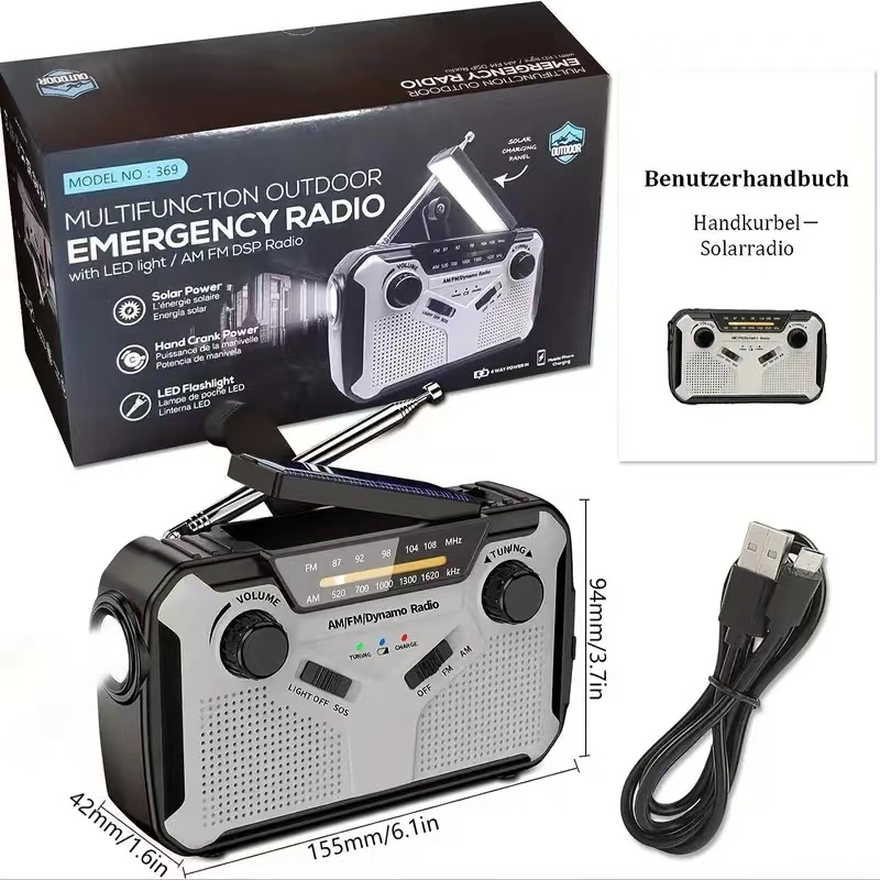 Fire Torch Solar - วิทยุพลังงานแสงอาทิตย์, AM/FM แบบพกพา Crank วิทยุไดนาโมวิทยุฉุกเฉิน 4000