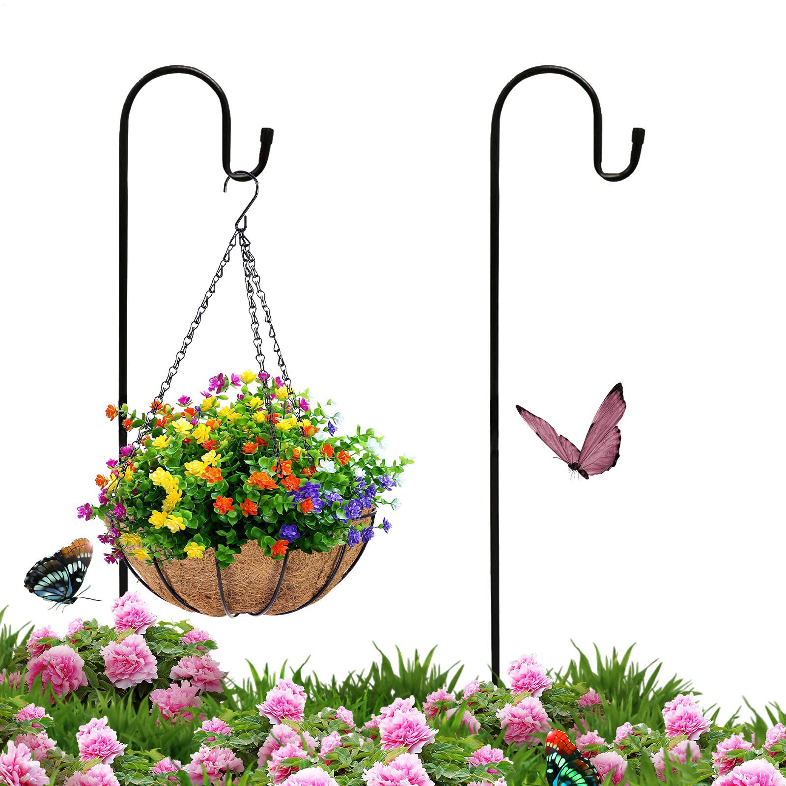 Outdoor Lighting Poles - ตะขอแขวนอาหารนก 47 นิ้ว เสาไฟโซลาร์โลหะ 2 ชิ้น