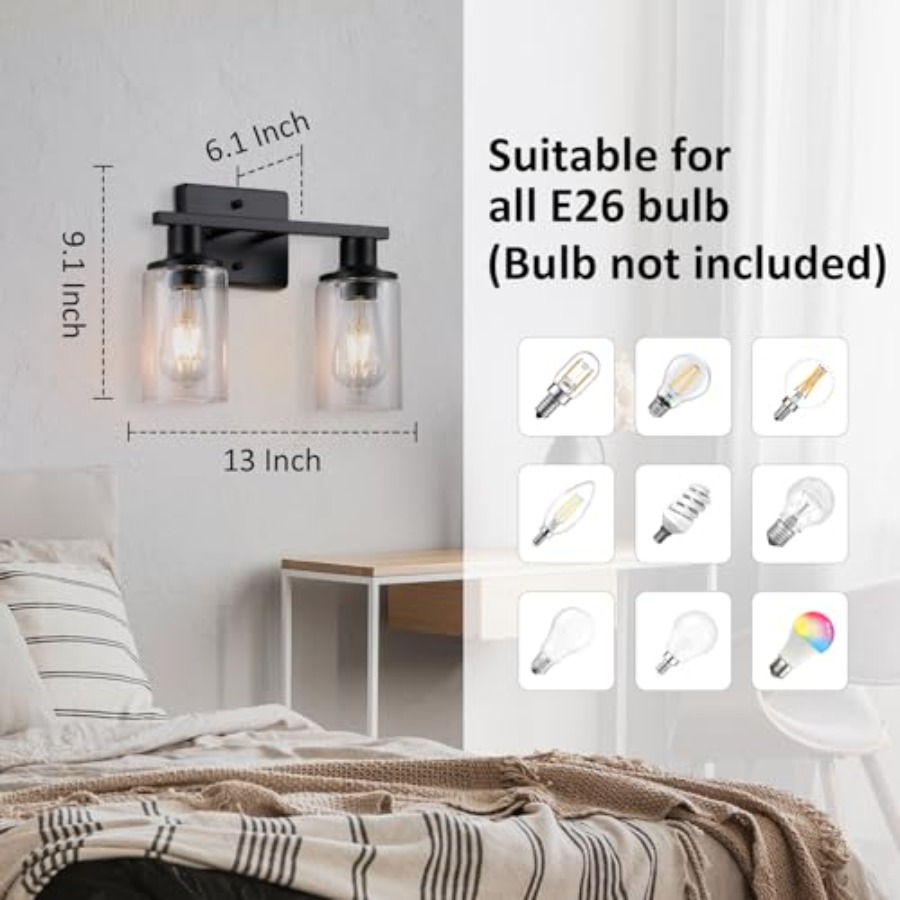 โคมไฟห้องน้ำแบบด้านติดตั้งเหนื - Solar Wall Sconce บทวิจารณ์และราคา