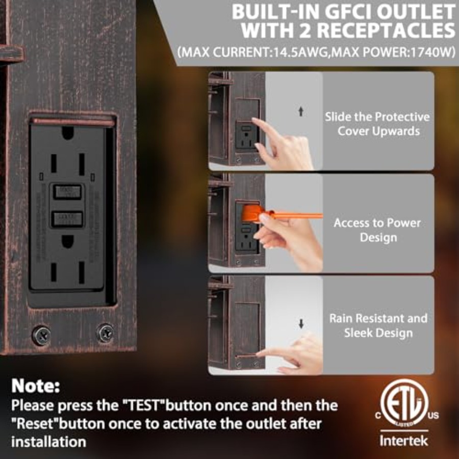 ไฟส่องสว่างภายนอกพร้อมเต้ารับ  - Solar Wall Sconce บทวิจารณ์และราคา