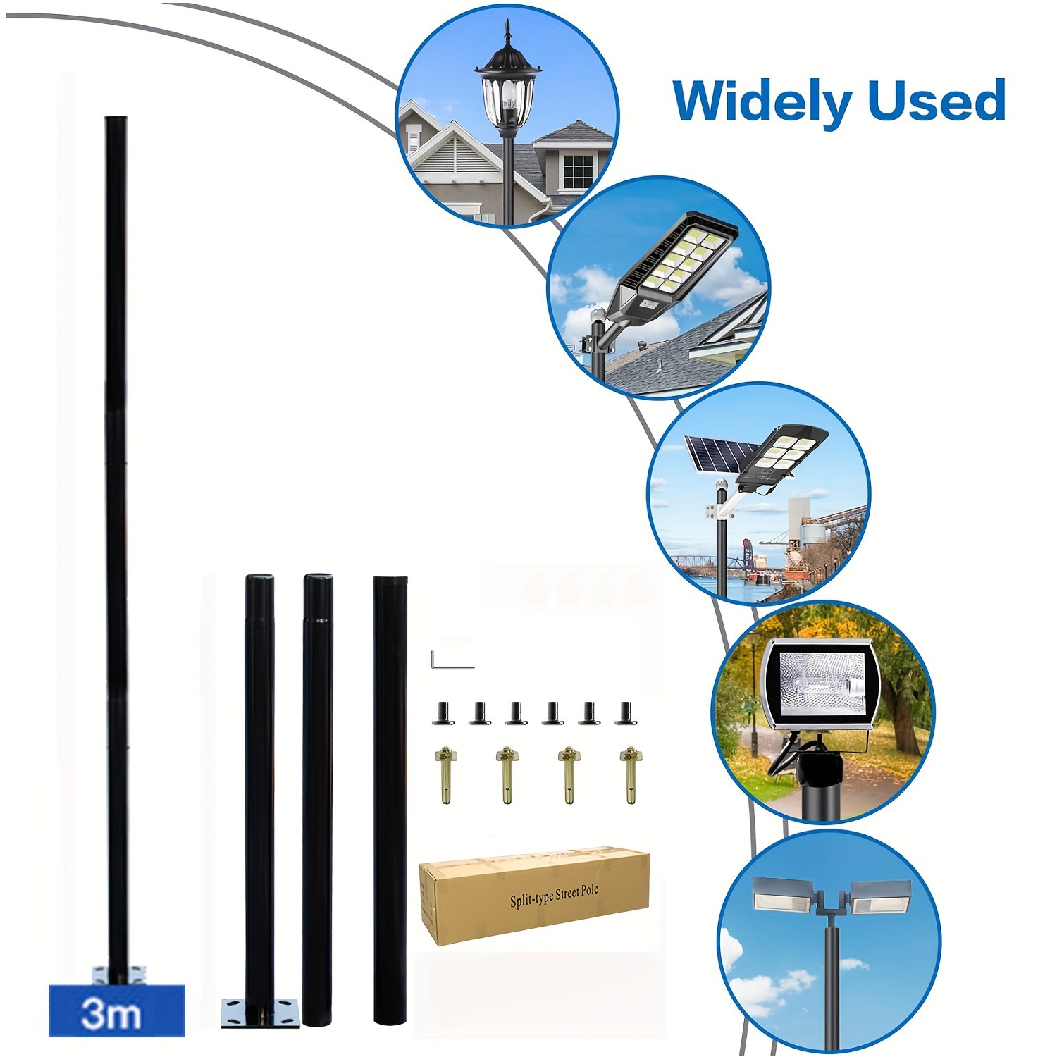 เสาไฟถนนพลังงานแสงอาทิตย์แบบแย - Outdoor Lighting Poles บทวิจารณ์และราคา